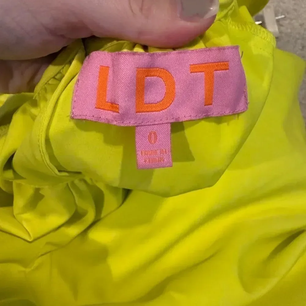 LDT Rachel Ruffle Dress in Neon